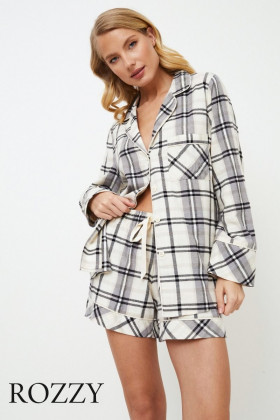 Пижама фланелевая Aruelle Henrietta серый/молочный