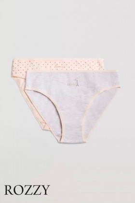 Трусы слипы хлопковые Ysabel Mora 19509 светло-серый/светло-розовый (уп.2шт)