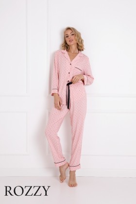 Пижама с брюками вискозная Aruelle Charlotte розовый/черный