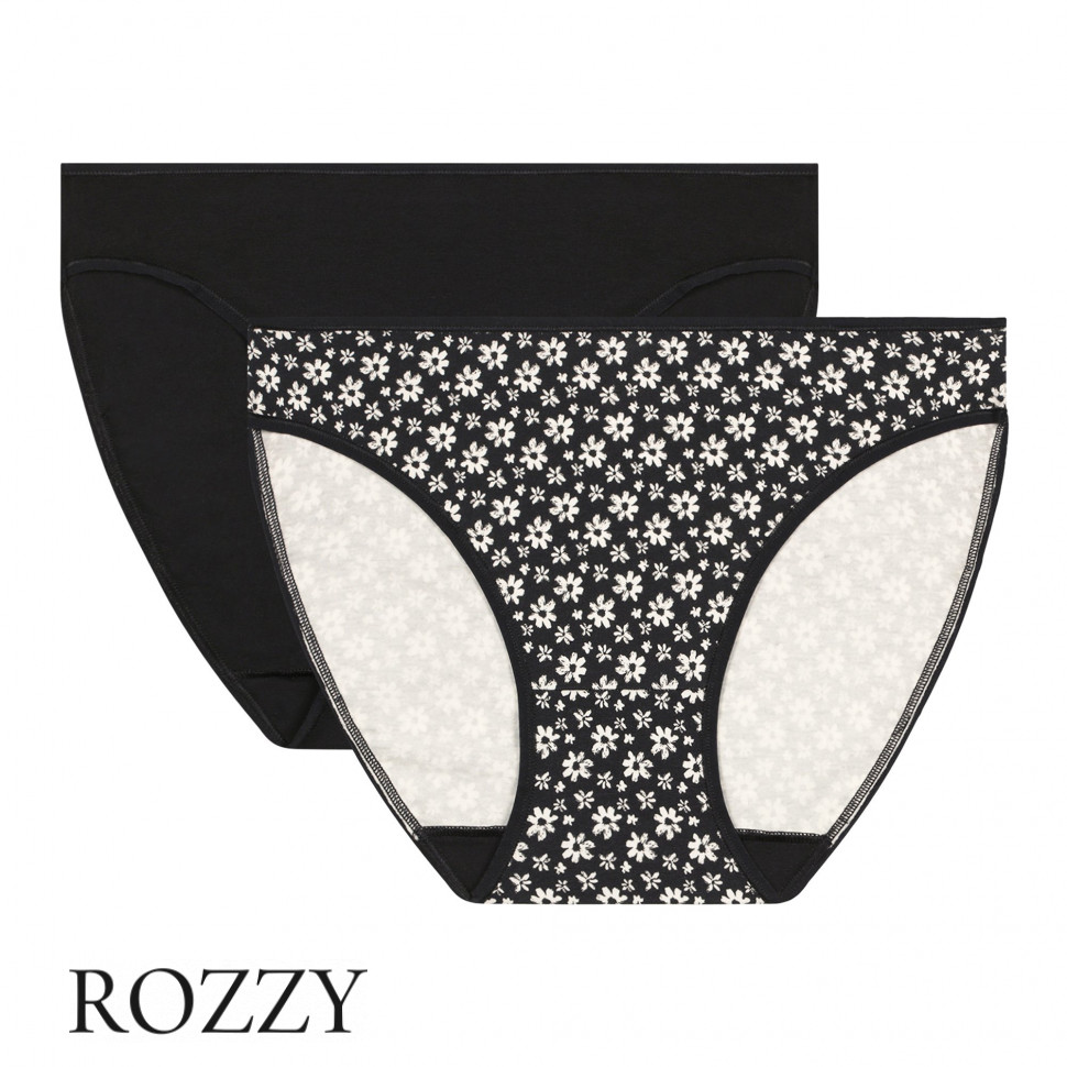 Трусы слипы хлопковые DIM Coton Stretch 05DW цветы/черный