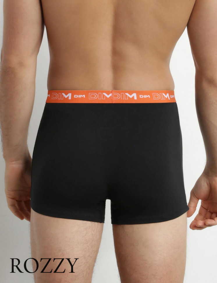 Трусы шорты мужские DIM 6596/2 черный (оранжевый/голубой) (уп.2шт.)