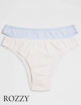 Трусы бразильяна хлопковые Ysabel Mora 19400 серо-голубой/шампань (уп.2шт.)