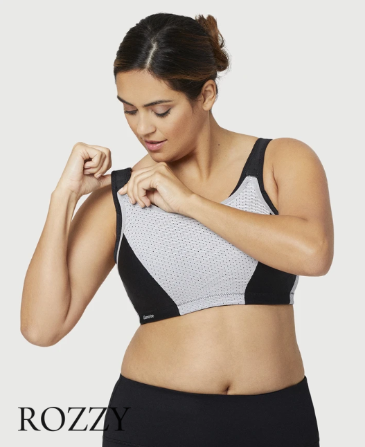 Бюстгальтер спортивный без косточек Glamorise GI1166 черный/серый