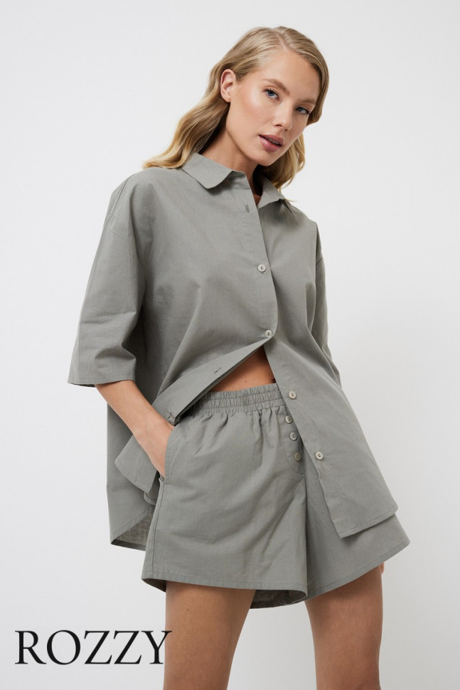 Костюм домашний хлопковый Aruelle Octavia Set оливковый