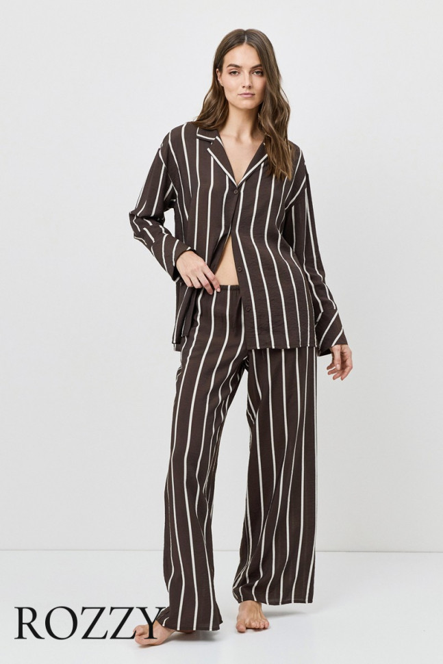 Пижама вискозная Aruelle Cedar Set шоколадный/молочный