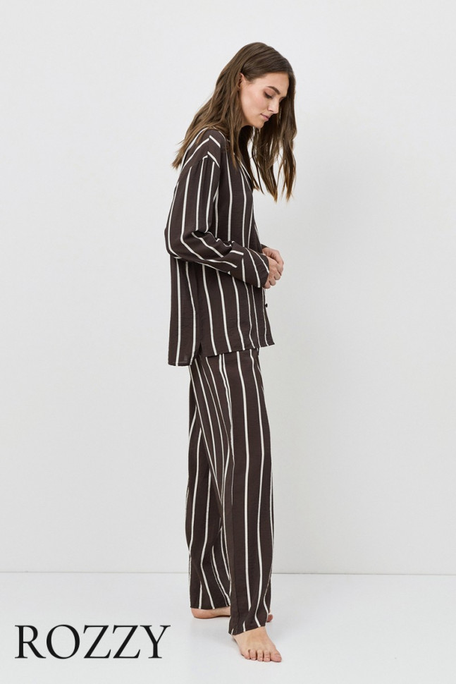 Пижама вискозная Aruelle Cedar Set шоколадный/молочный