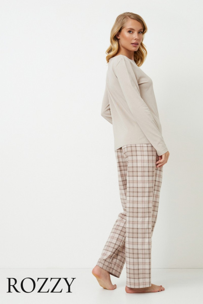 Пижама фланелевая Aruelle Ella светло-бежевый