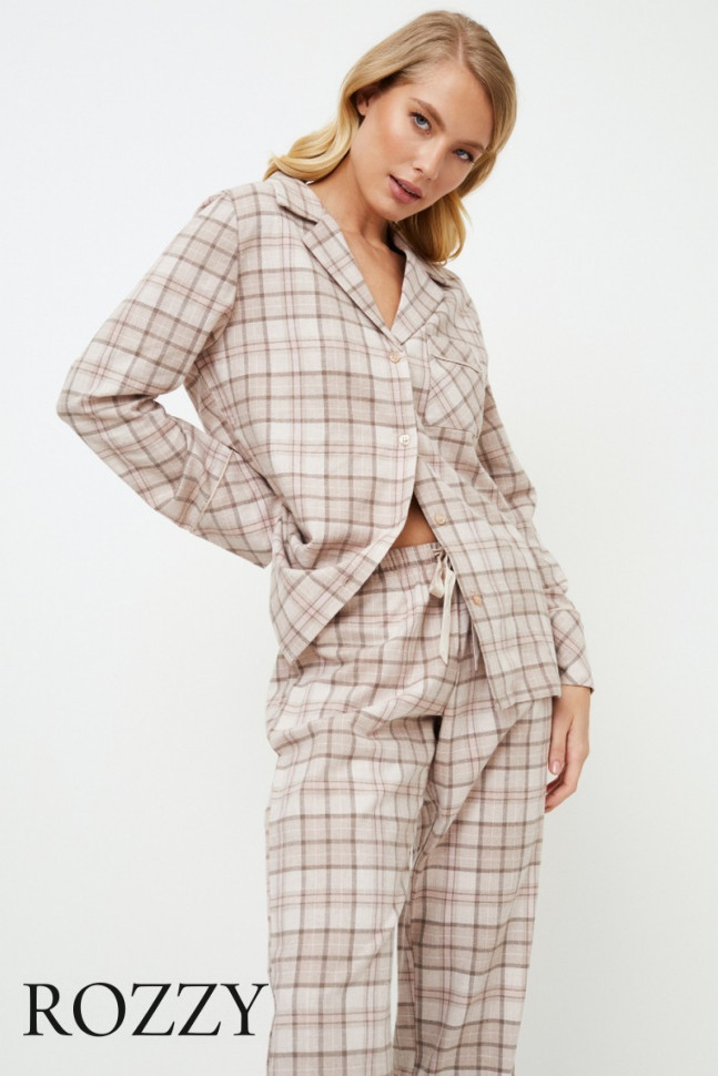 Пижама фланелевая Aruelle Elsie бежевый