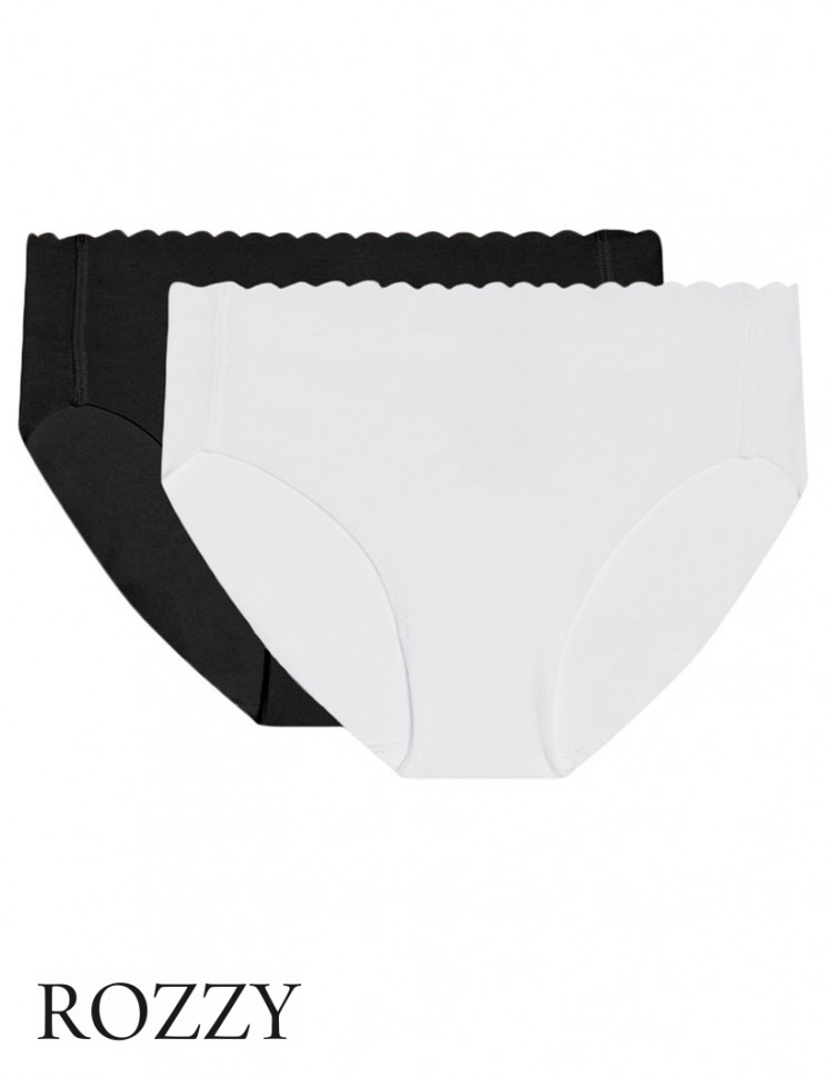 Трусы классика обрезные хлопковые Dim Bodi Touch 0A6L черный/белый (уп.2шт.)