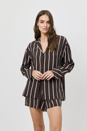 Пижама вискозная с шортами Aruelle Cedar Set шоколадный/молочный