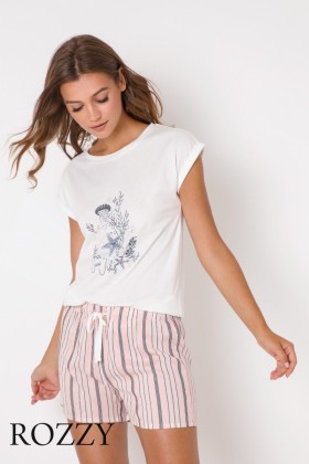 Пижама с шортами Aruelle Scarlette SS22 белый/розовый